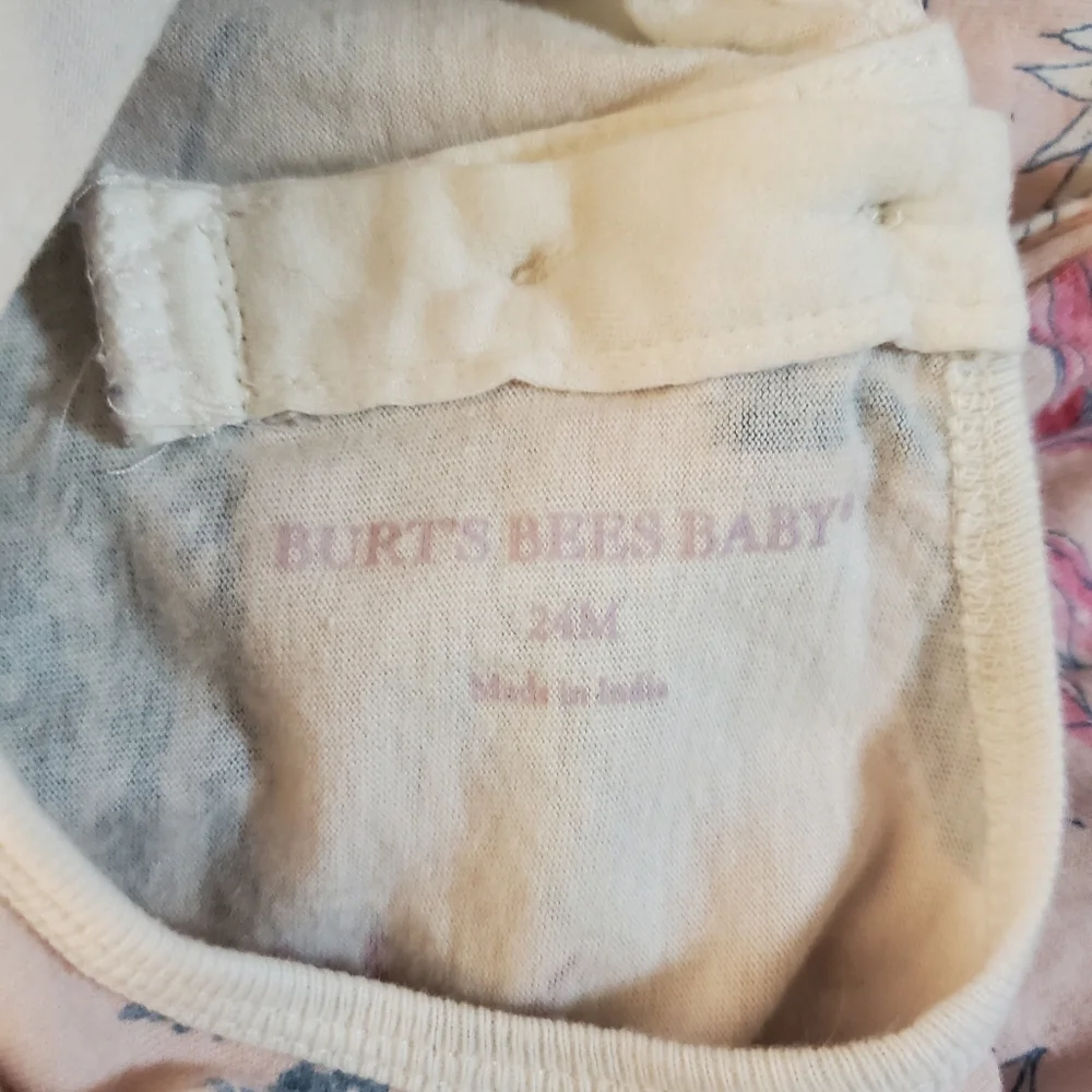 Burt's Bees Organic Cotton Baby Girl Long Sleeve One‎ Piece Size 24M
